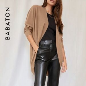 Sz S Aritzia Babaton Lucida Open Front Cardigan Taupe / Light Brown